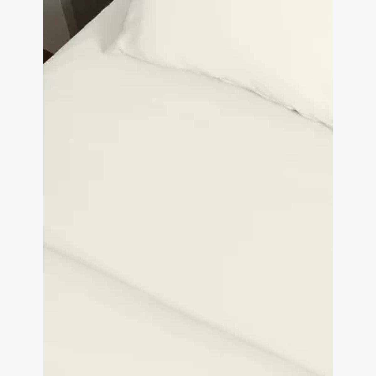 M&S Cotton Rich Percale Fitted Sheet - DBL - Soft White, Soft White,White,Dark Grey – image 1