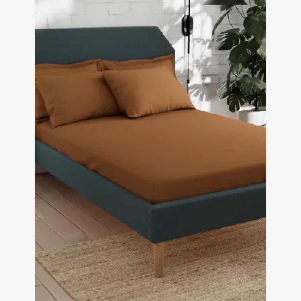 M&S Percale Extra Deep Fitted Sheet - SGL - Rich Amber, Rich Amber,Clay,Mink,Dove,Denim,Duck Egg,Light Cream,Chambray,Neutral,Silver Grey,White,Ochre,Soft Green,Khaki,Soft Pink – image 1