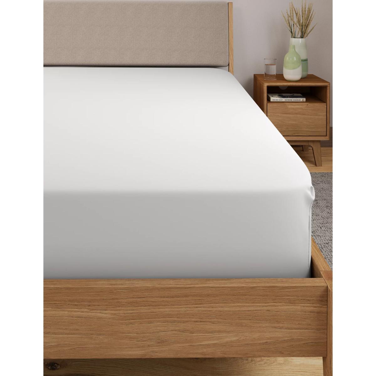 M&S Autograph Supima® Cotton 750 Thread Count Extra Deep Fitted Sheet - DBL - White, White,Light Grey – image 3