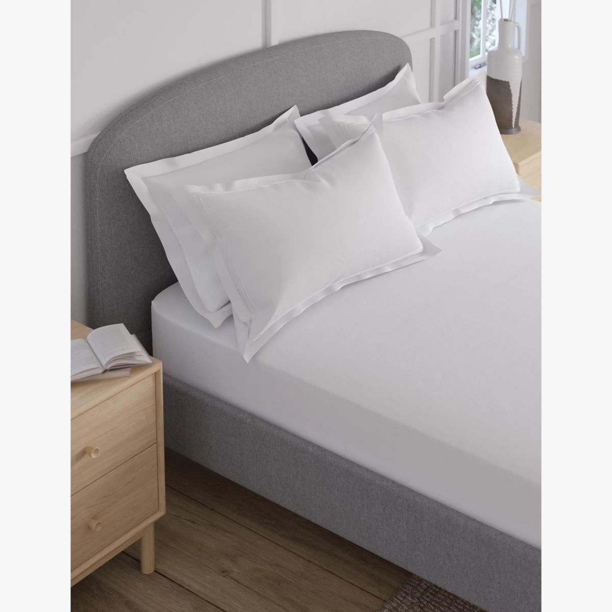 M&S 600 Thread Count Sateen Extra Deep Fitted Sheet - DBL - White, White – image 1