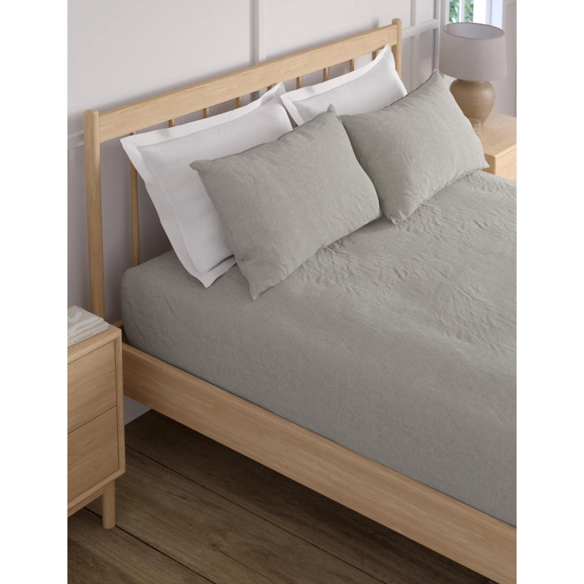 M&S Pure Linen Deep Fitted Sheet - DBL - White, White,Natural – image 3