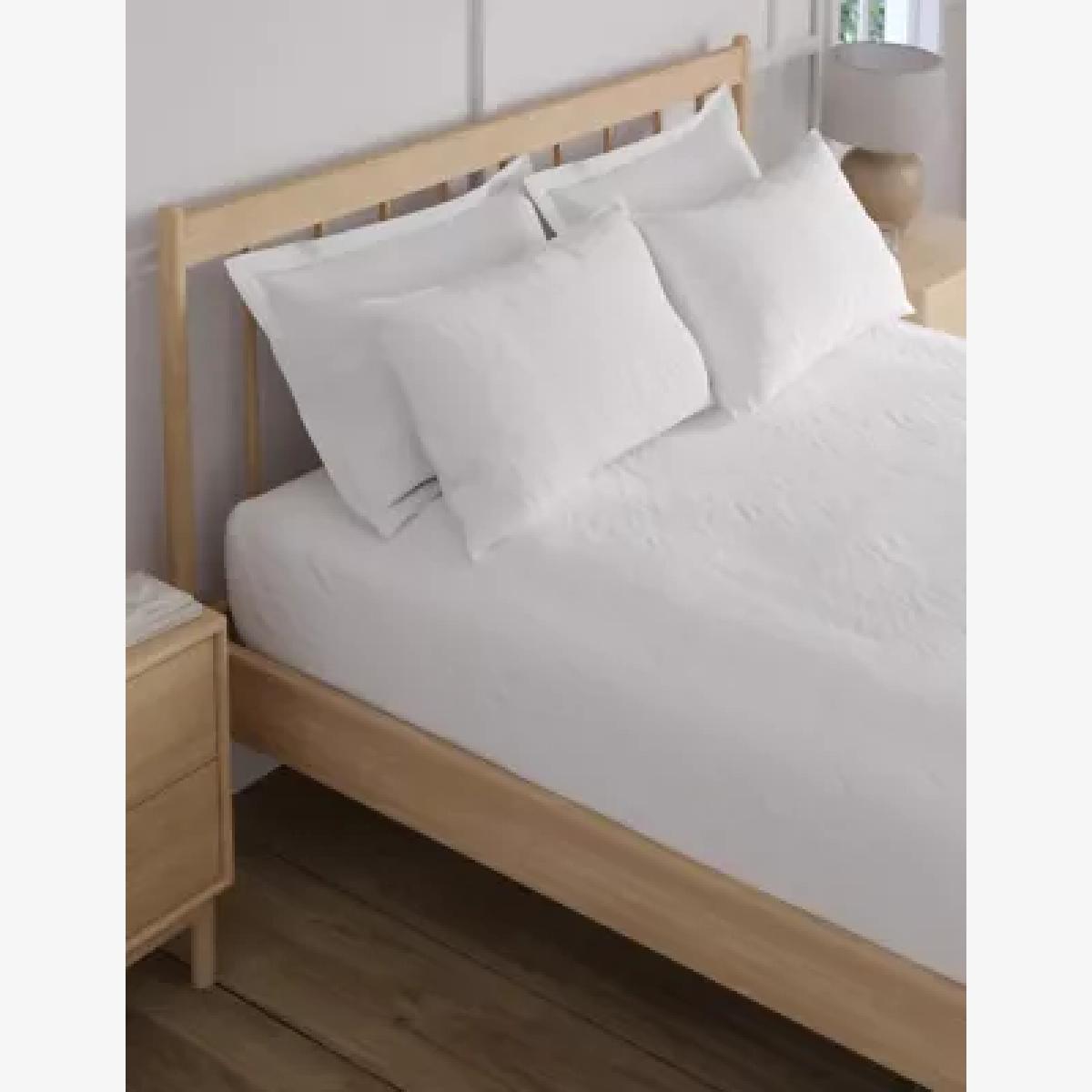 M&S Pure Linen Deep Fitted Sheet - DBL - White, White,Natural – image 1