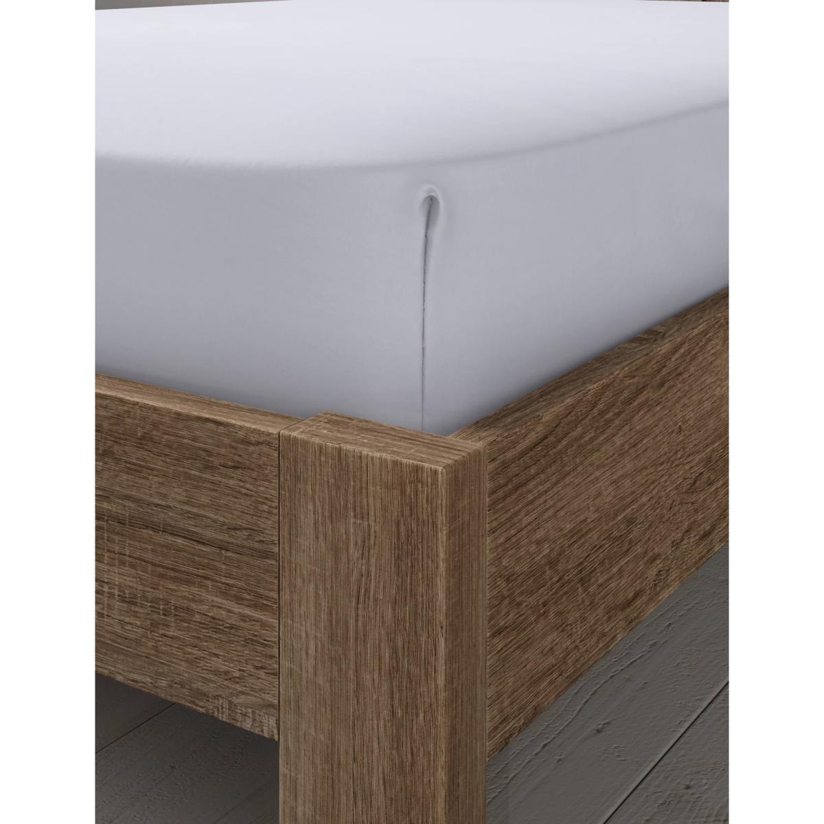 M&S Pure Cotton 300 Thread Count Fitted Sheet - DBL - Light Grey, Light Grey,White – image 3