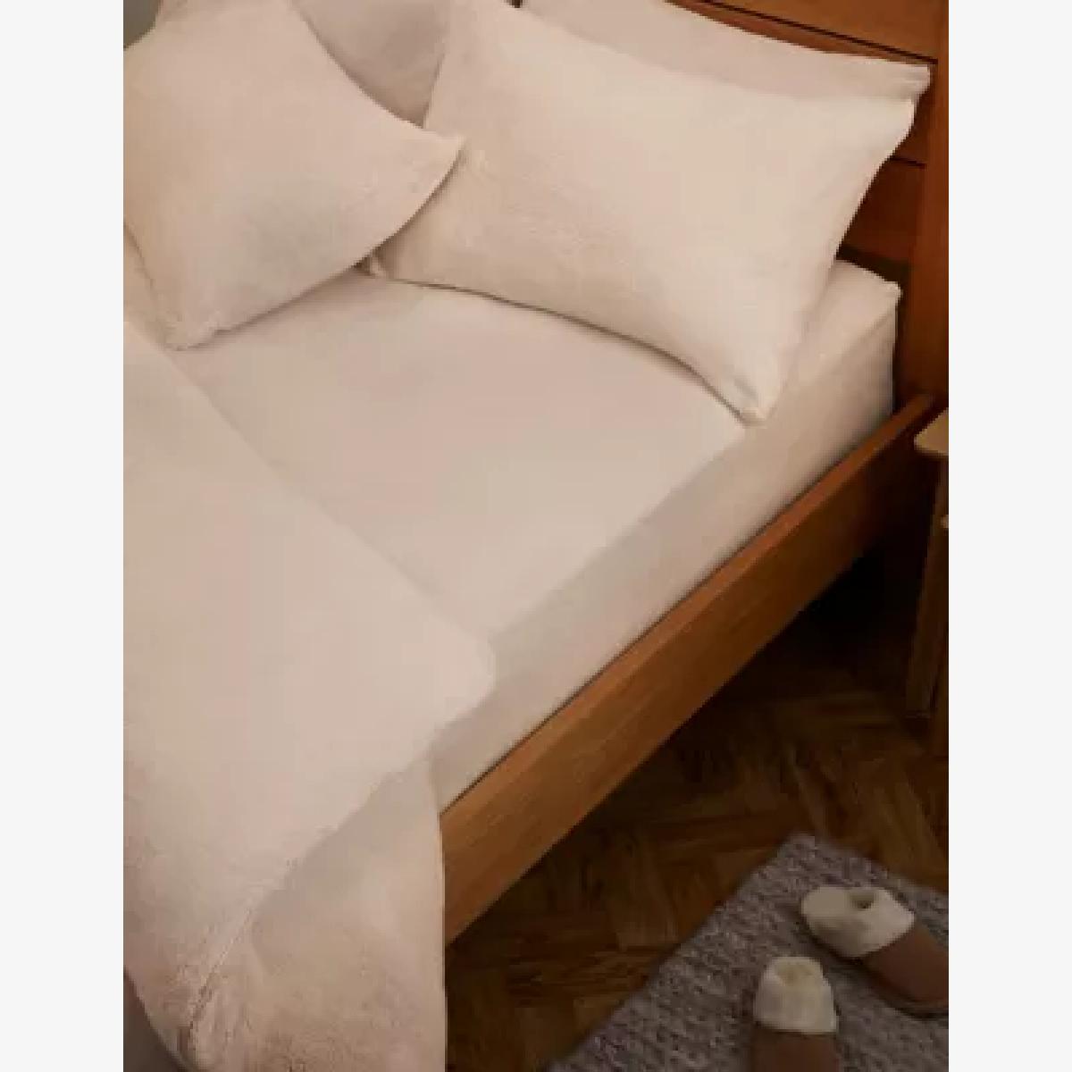 M&S Teddy Fleece Deep Fitted Sheet - DBL - Blush, Blush,Charcoal,Cream,Sand,Sage,Grey,Neutral,Slate Blue – image 1