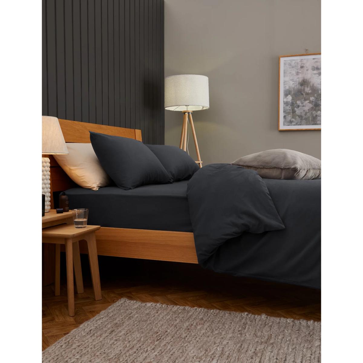 M&S Pure Brushed Cotton Fitted Sheet - DBL - Blush, Blush,Grey Marl,Biscuit,Charcoal,Sage,Chambray,White,Silver Grey,Duck Egg,Sand,Seafoam – image 4