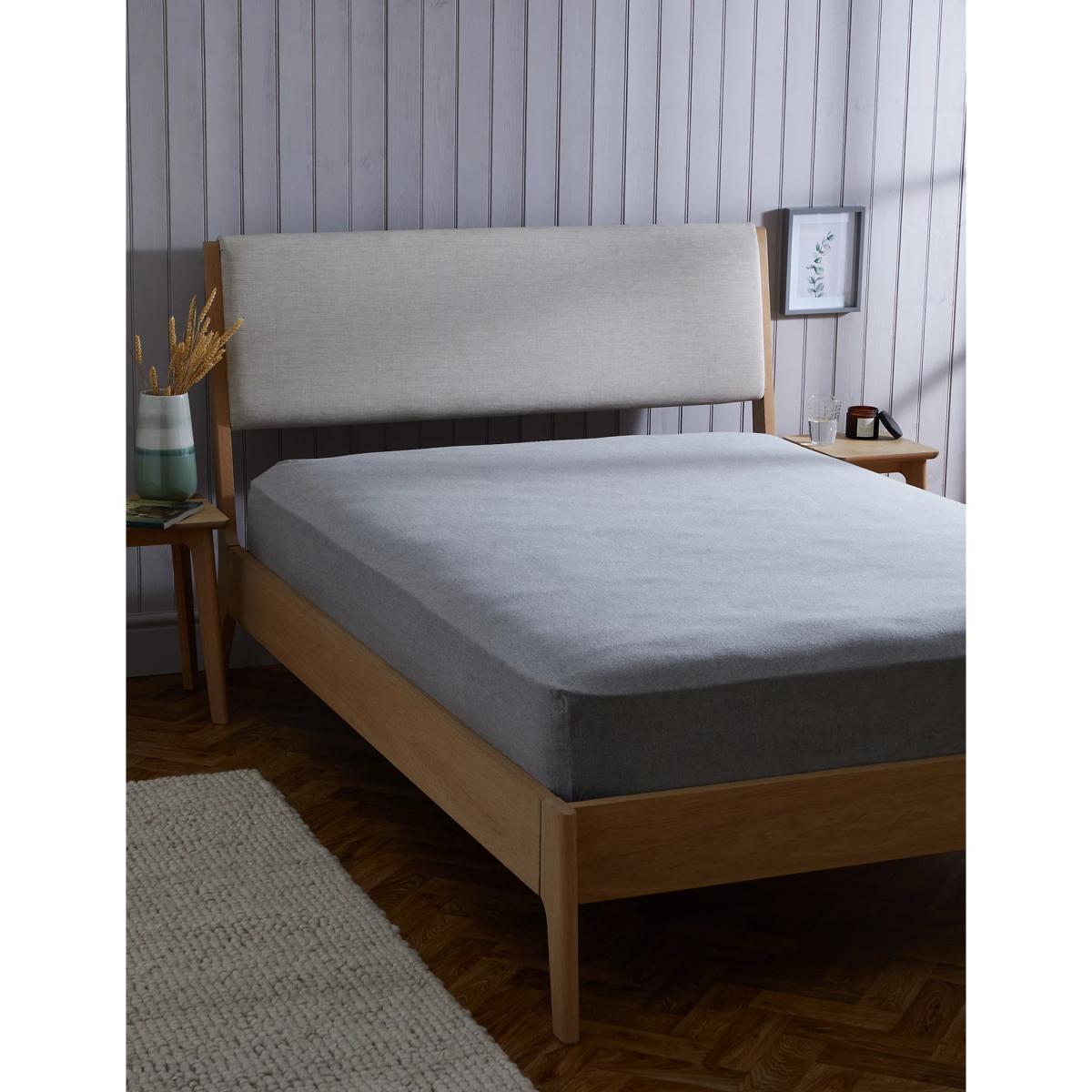 M&S Pure Cotton Brushed Deep Fitted Sheet - DBL - White, White,Charcoal – image 4