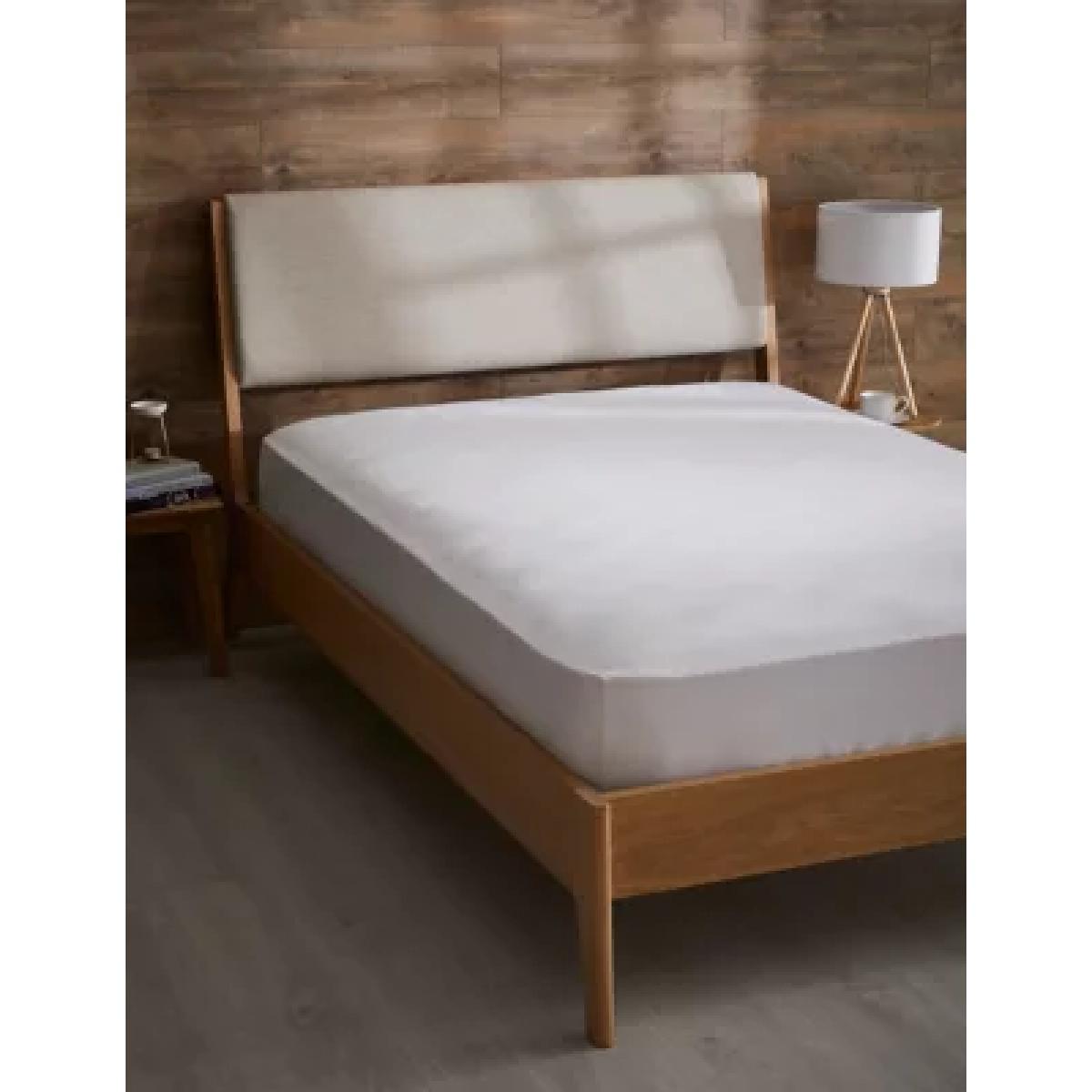 M&S Pure Cotton Brushed Deep Fitted Sheet - DBL - White, White,Charcoal – image 1