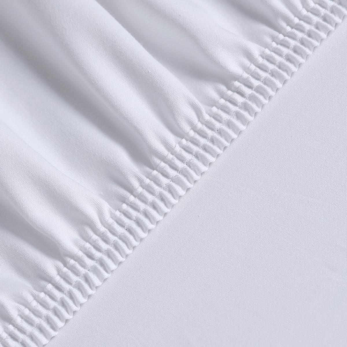 Silky Satin Fitted Bed Sheet Double - White