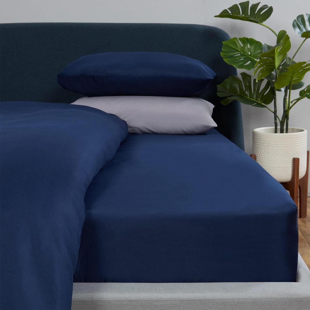 Brentfords Plain Dyed Fitted Bed Sheets Non-Iron - Blue / Double – image 2