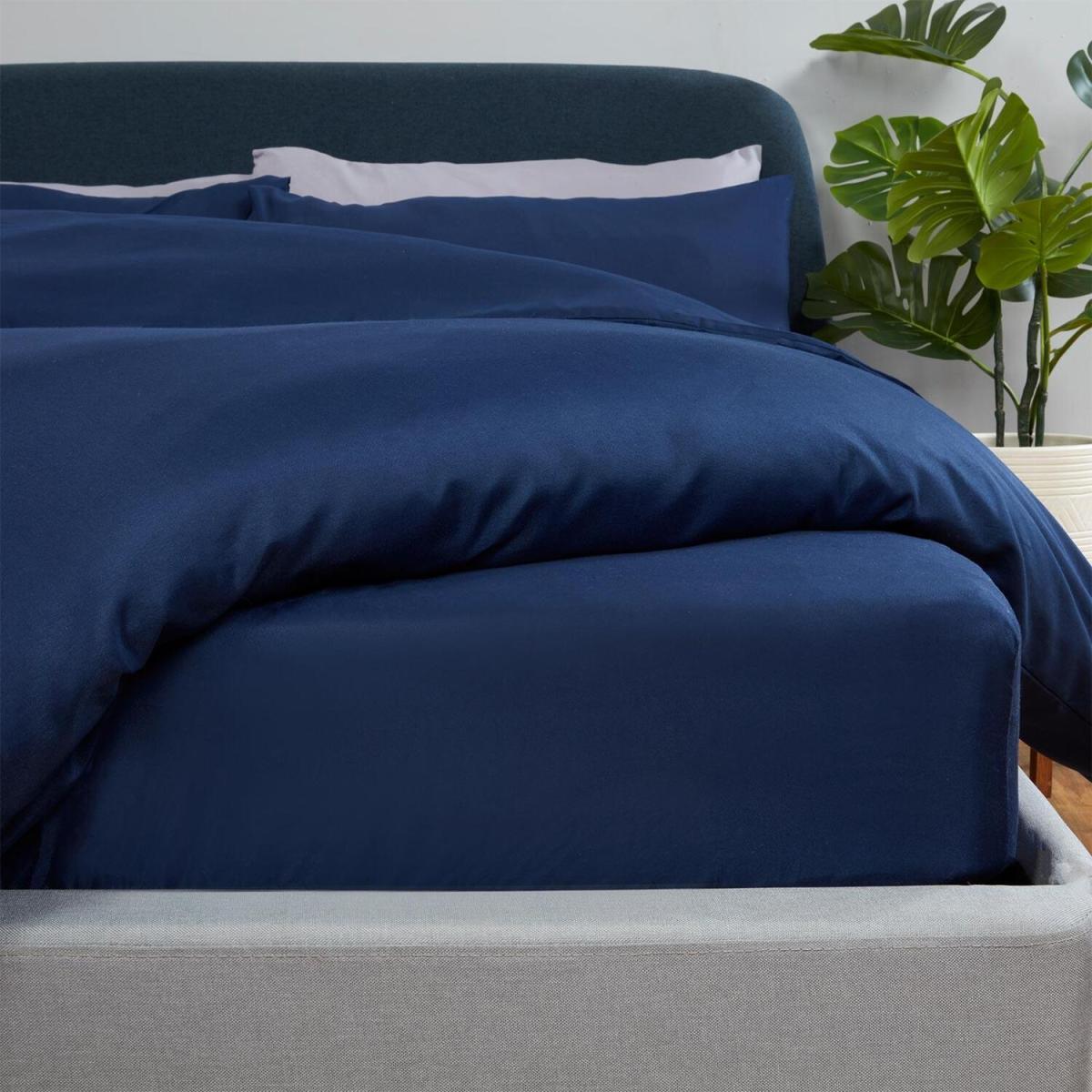 Brentfords Plain Dyed Fitted Bed Sheets Non-Iron - Blue / Double – image 1