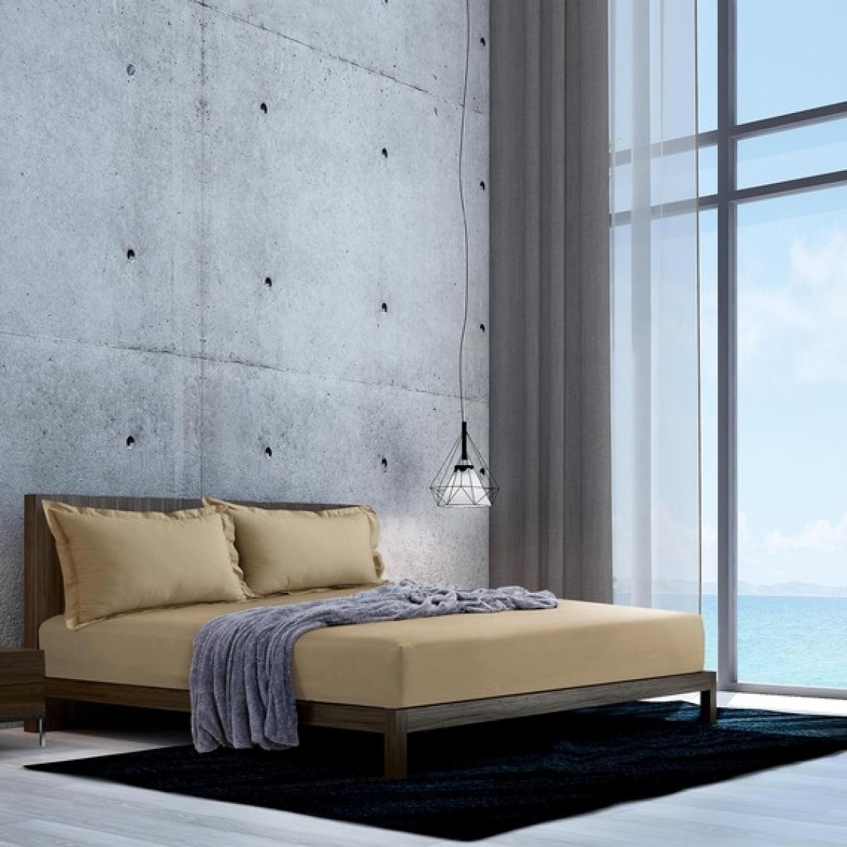 Palace Percale Fitted Bedsheet - Golden Beige / Small Double