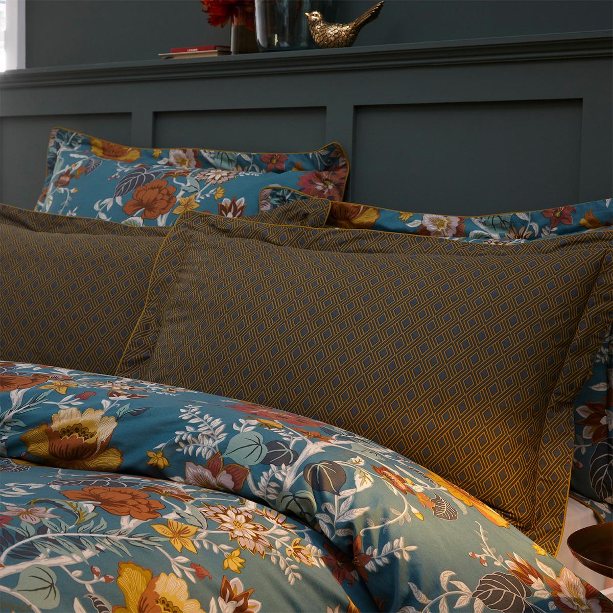 Rich Floral Duvet Cover Set - Teal / Double – image 2