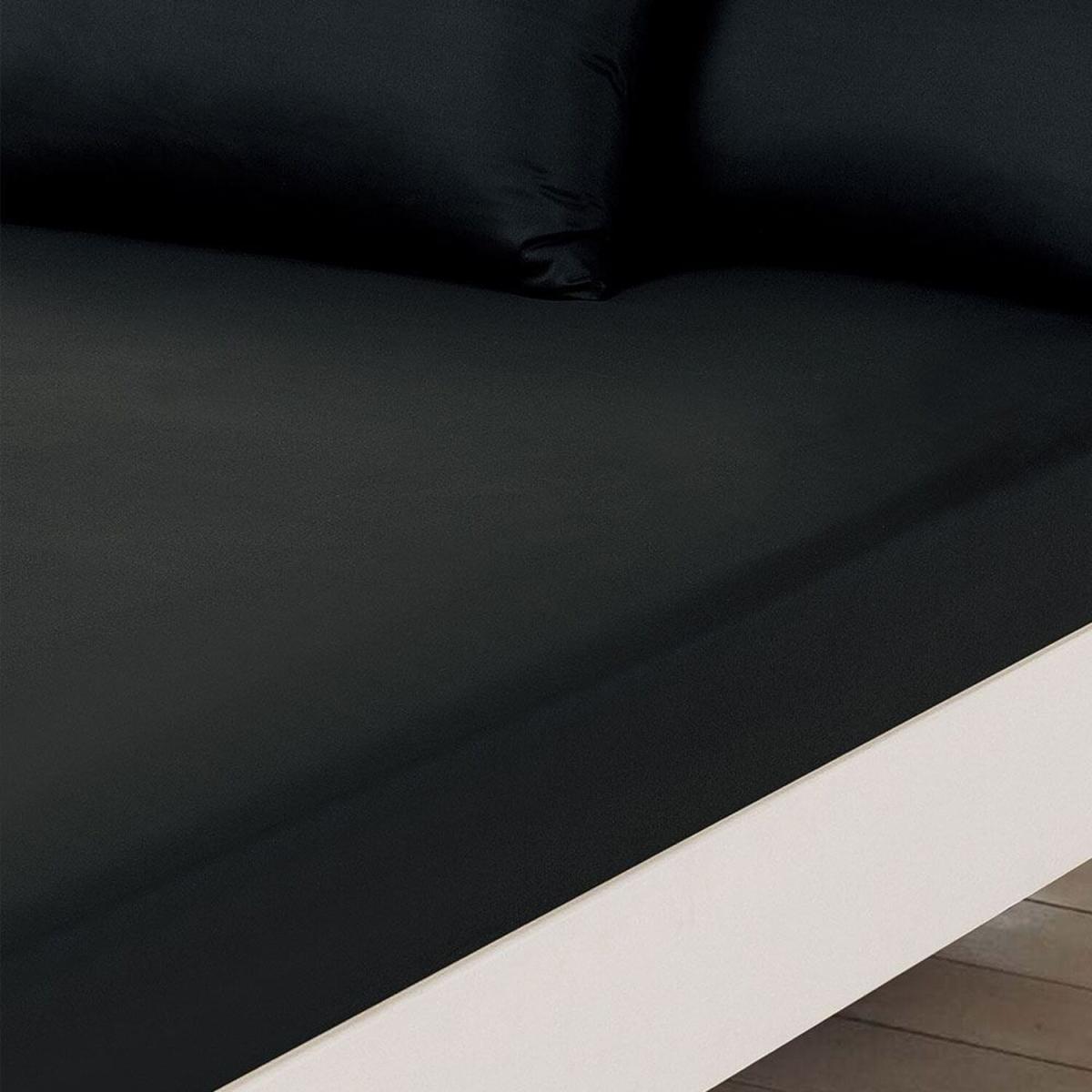 Brentfords Plain Dyed Fitted Bed Sheets Non-Iron - Black / Double