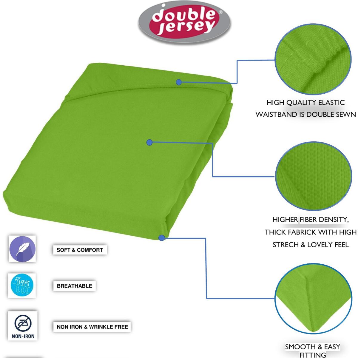 Double Jersey - Luxurious Jersey - Fitted Sheet - Deep Pocket 90x190x32 cm - Green – image 4