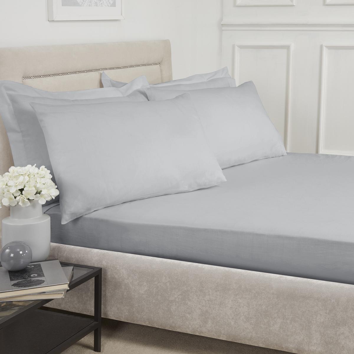 Pure Indulgence 600 Thread Count Cotton Fitted Sheet - Silver / Double – image 2