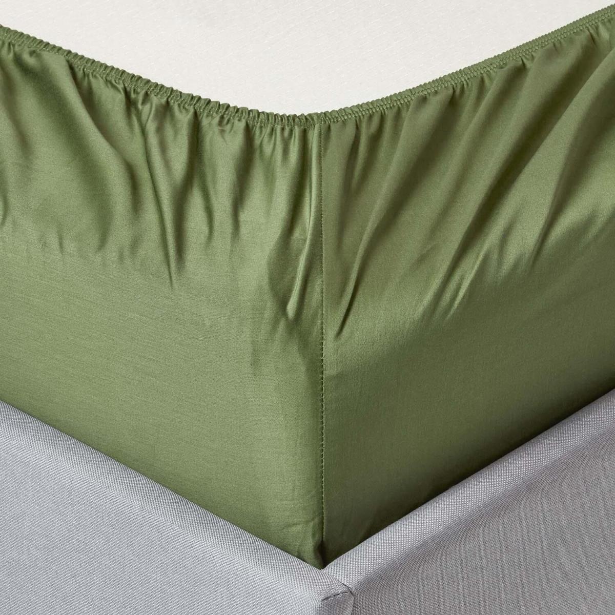 Organic Egyptian Cotton Extra Deep Fitted Sheet - Moss Green / Double – image 2