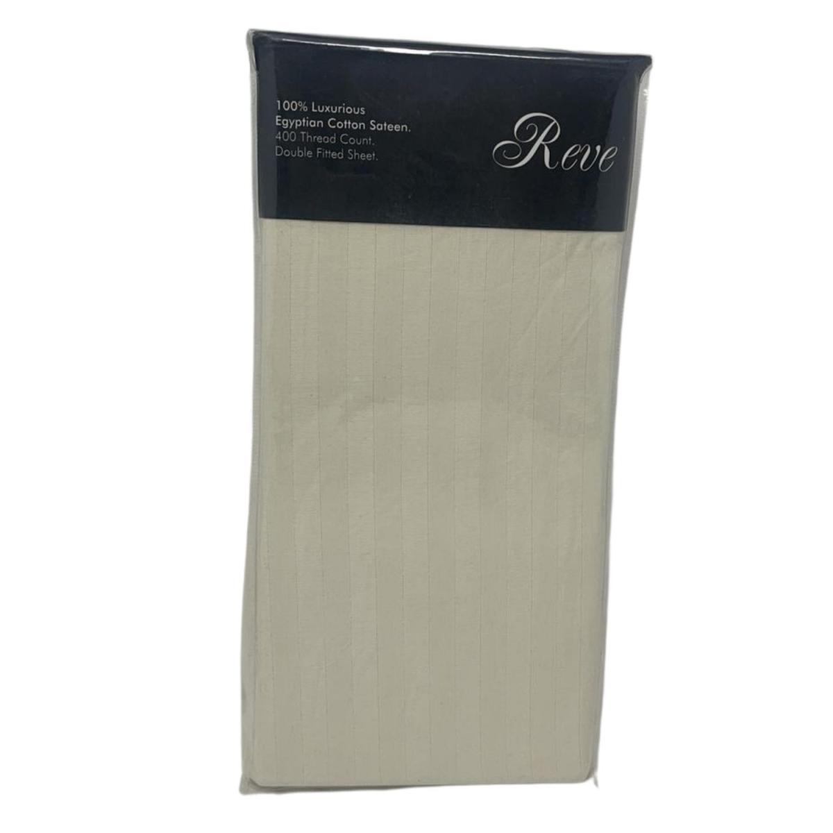 400 Thread Count Double Fitted Sheet - Cream Stripes – image 2