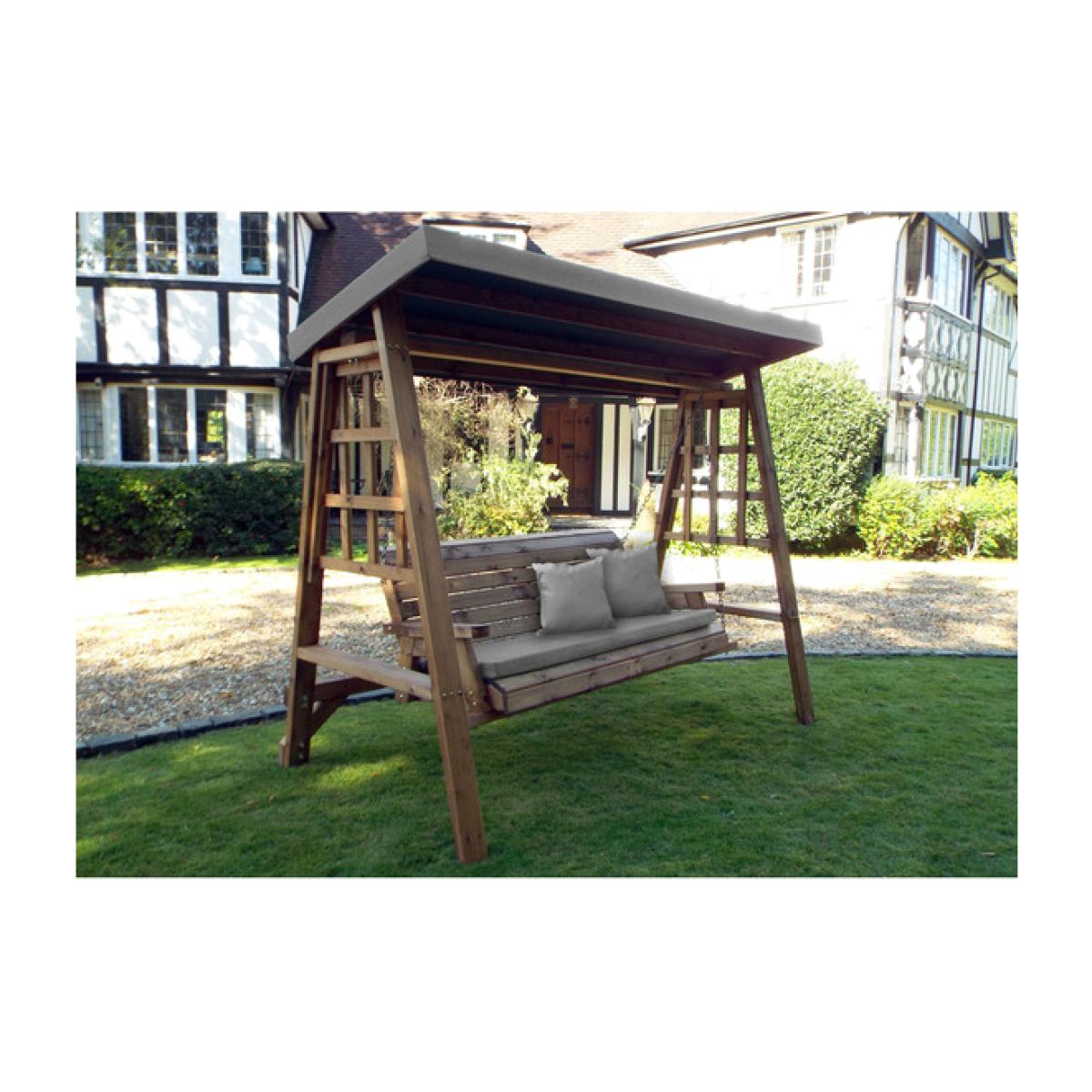 Charles Taylor Dorset 3 Seater Swing with Seat Cushion and Roof Cover - Grey