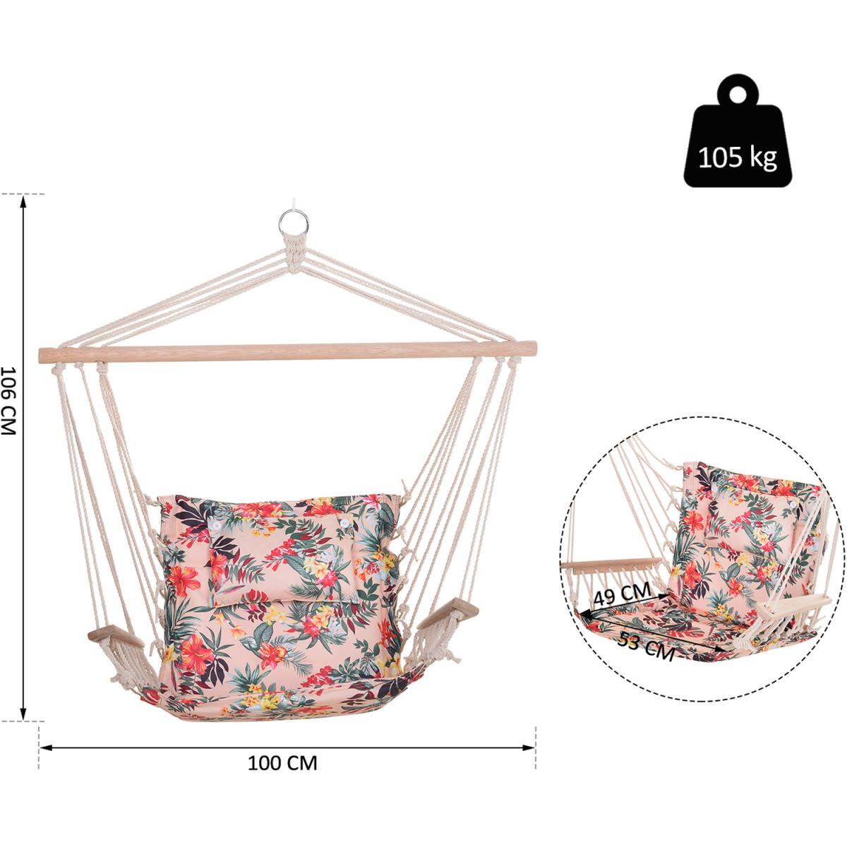 100x106cm Hanging Hammock Chair - Multicoloured Floral – image 5