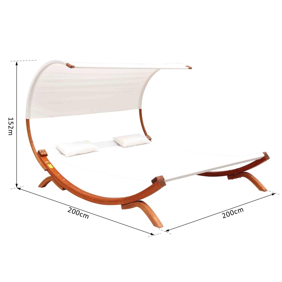 Double Wooden Garden Hammock - Cream – image 2