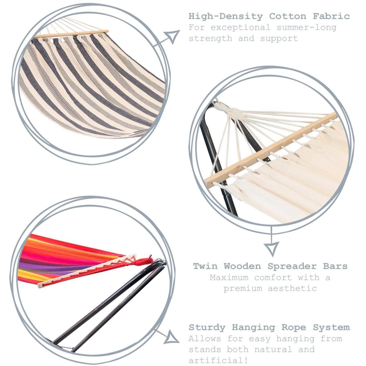 Garden Hammock with Spreader Bars - Multicolour – image 4