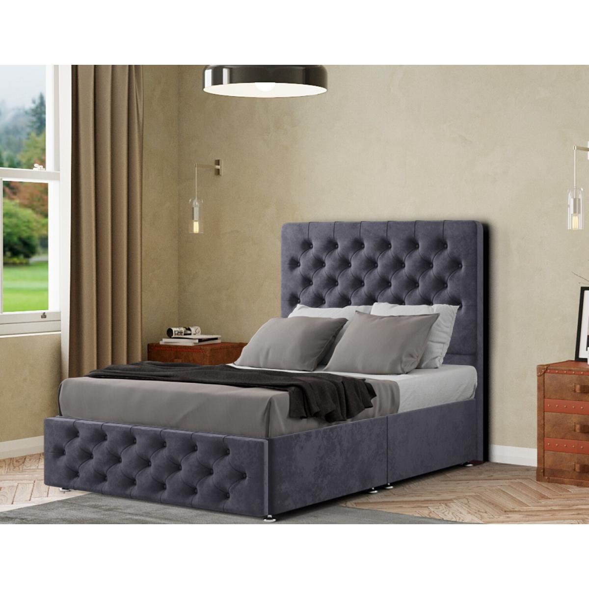 Mary Chesterfield Headboard Floor Standing Matching Buttons Plush - Steel / Single – image 2