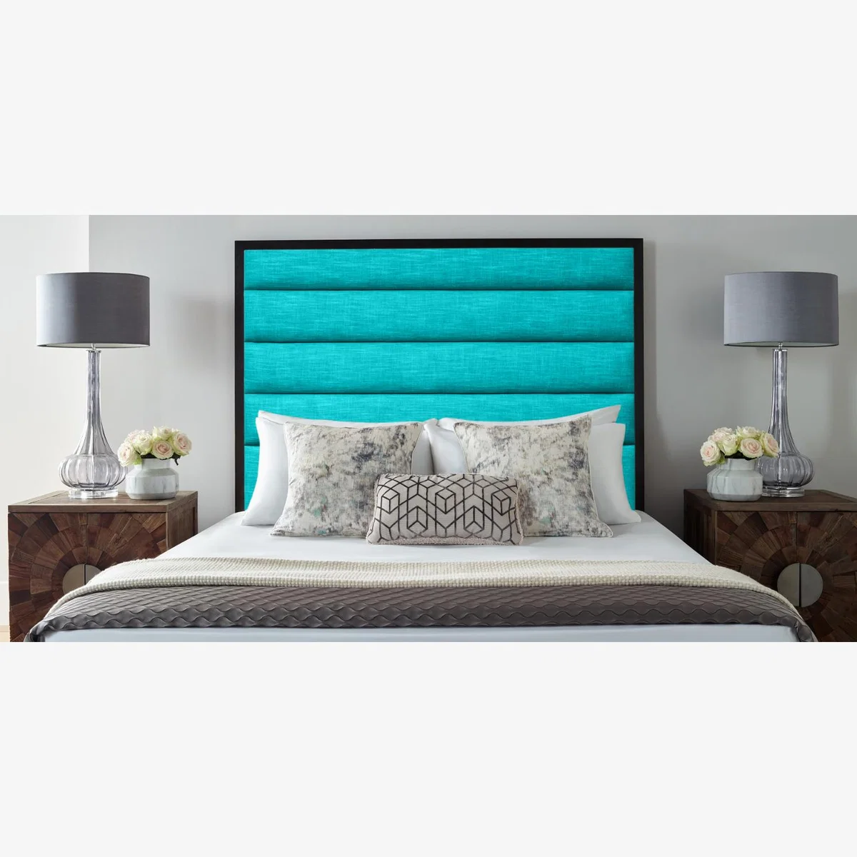 Leyton 54 inch Floorstanding Headboard Plush Velvet - Teal / Single