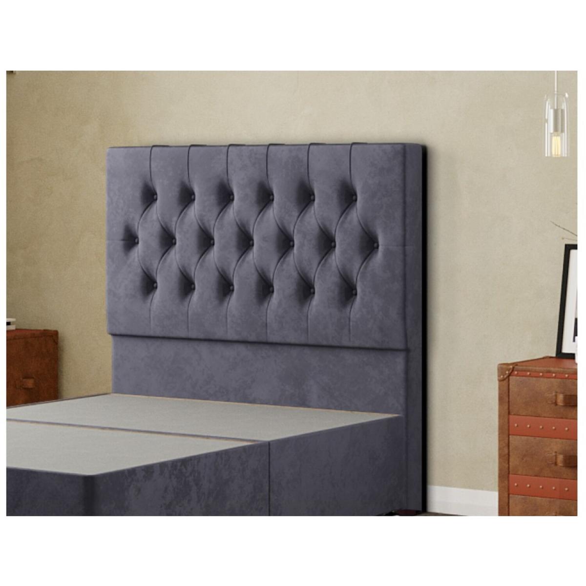 Belgrave Headboard Floor Standing Matching Buttons Plush - Steel / Single – image 3