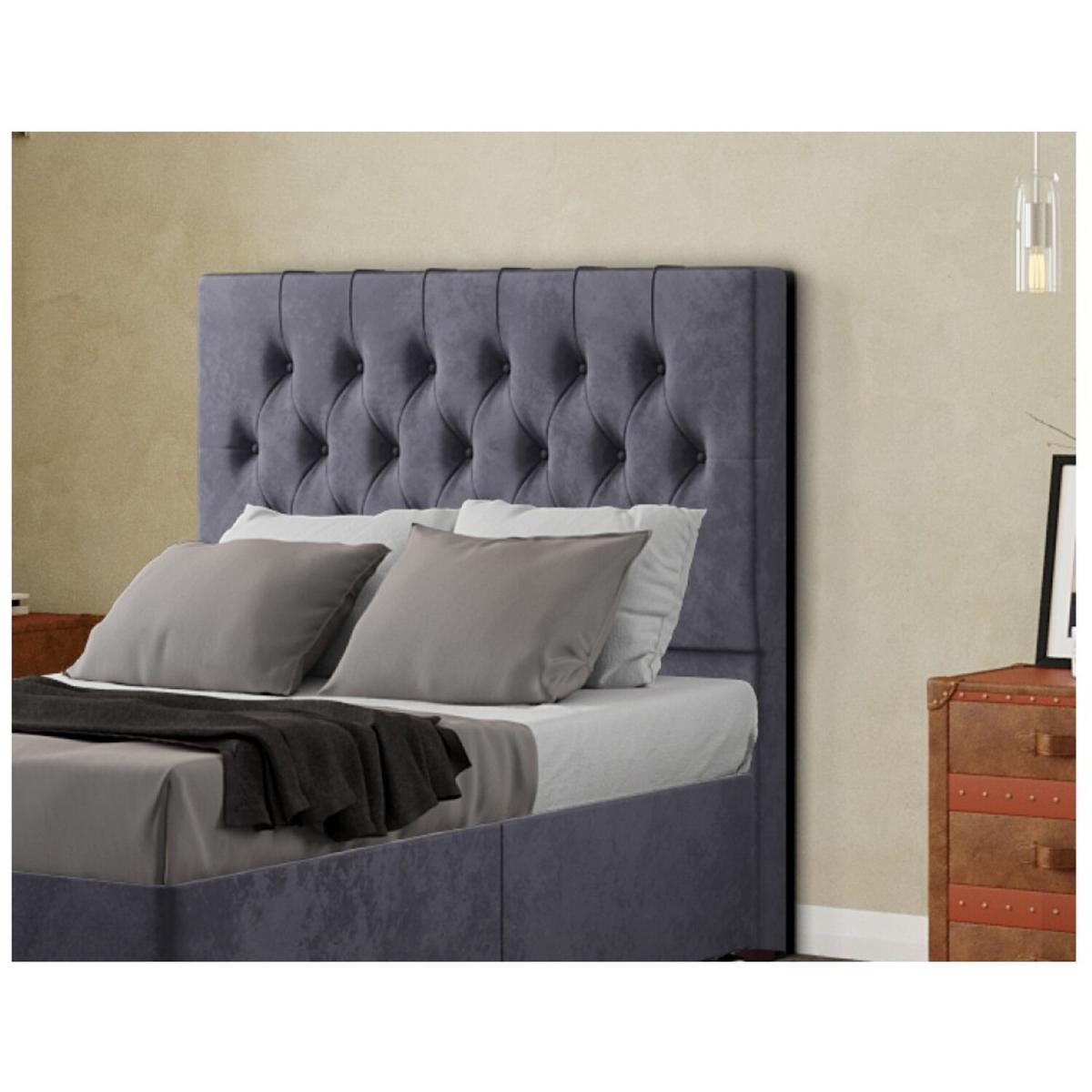 Belgrave Headboard Floor Standing Matching Buttons Plush - Steel / Single – image 4