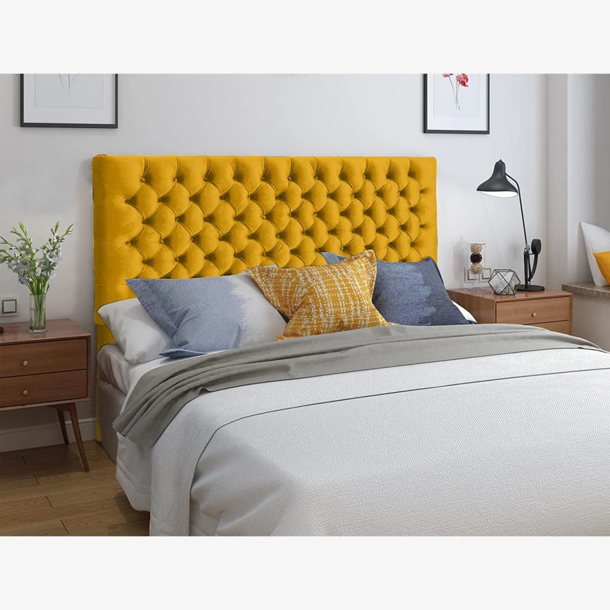 Elba Plush 26 inch Strutted Headboard - Mustard / Small Single – image 1