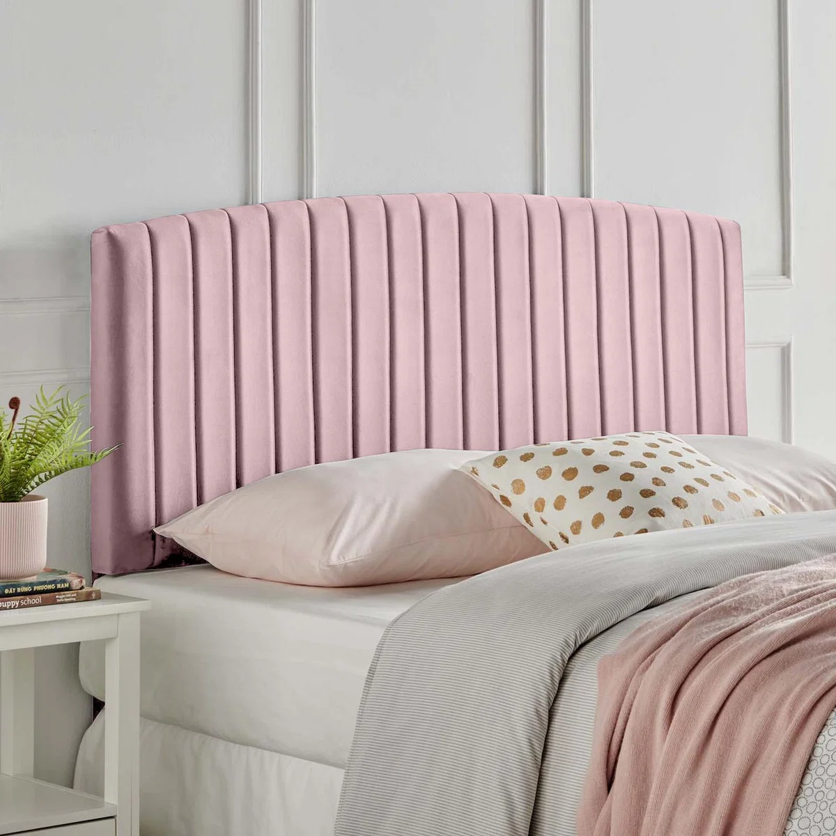 Reet Plush 26 inch Strutted Headboard - Pink / Small Single – image 1
