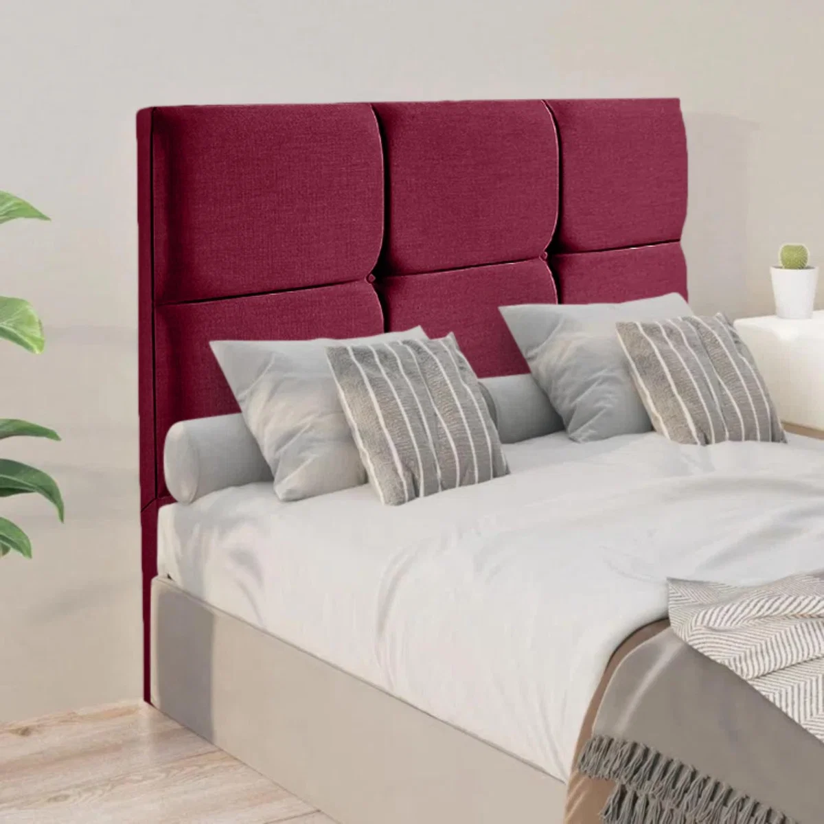 Jenning 54 inch Floorstanding Headboard Plush Velvet - Maroon / Single