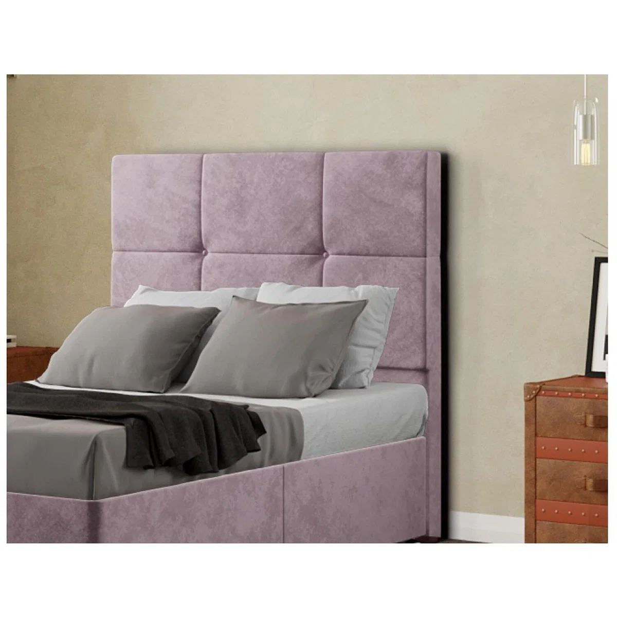 Jacob Headboard Floor Standing Matching Buttons Plush - Blush / Single – image 4