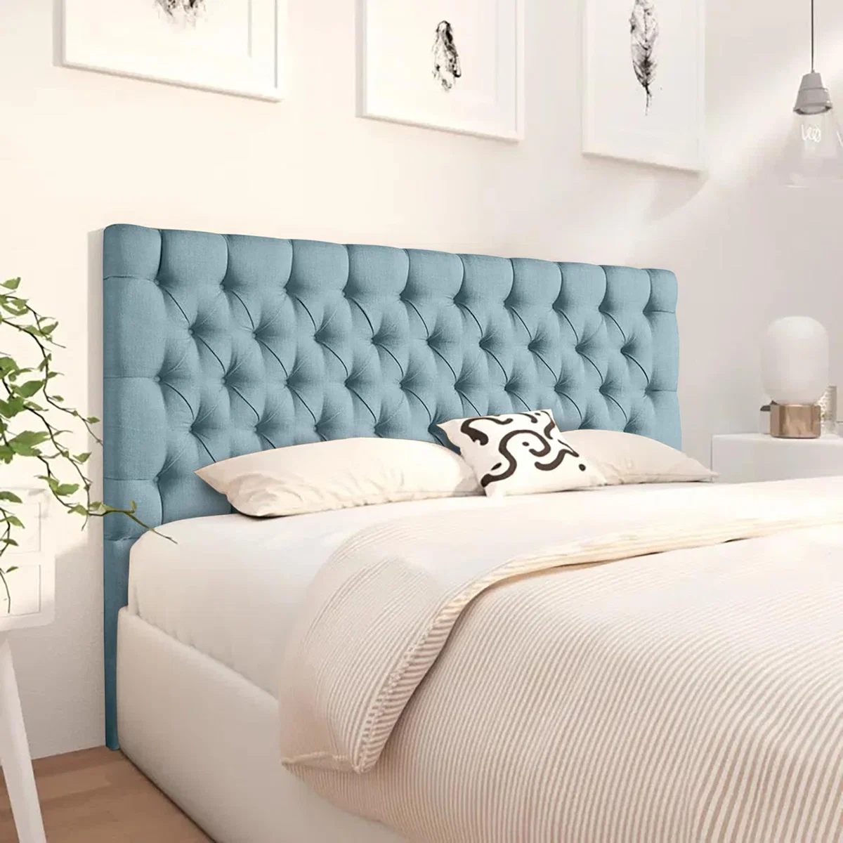 Merland 54 inch Floorstanding Headboard Plush Velvet - Duck Egg / Single