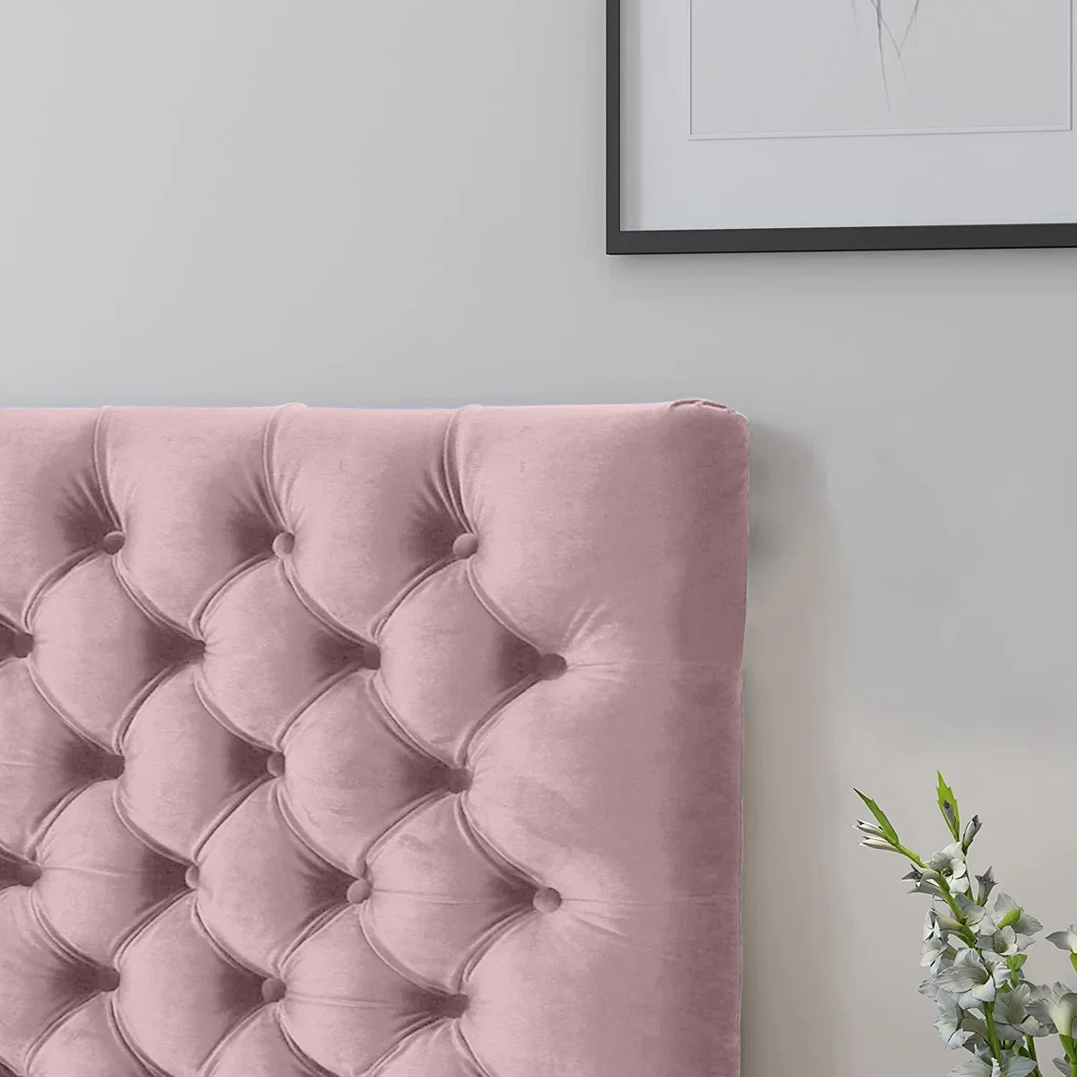 Elba Plush 26 inch Strutted Headboard - Pink / Small Single