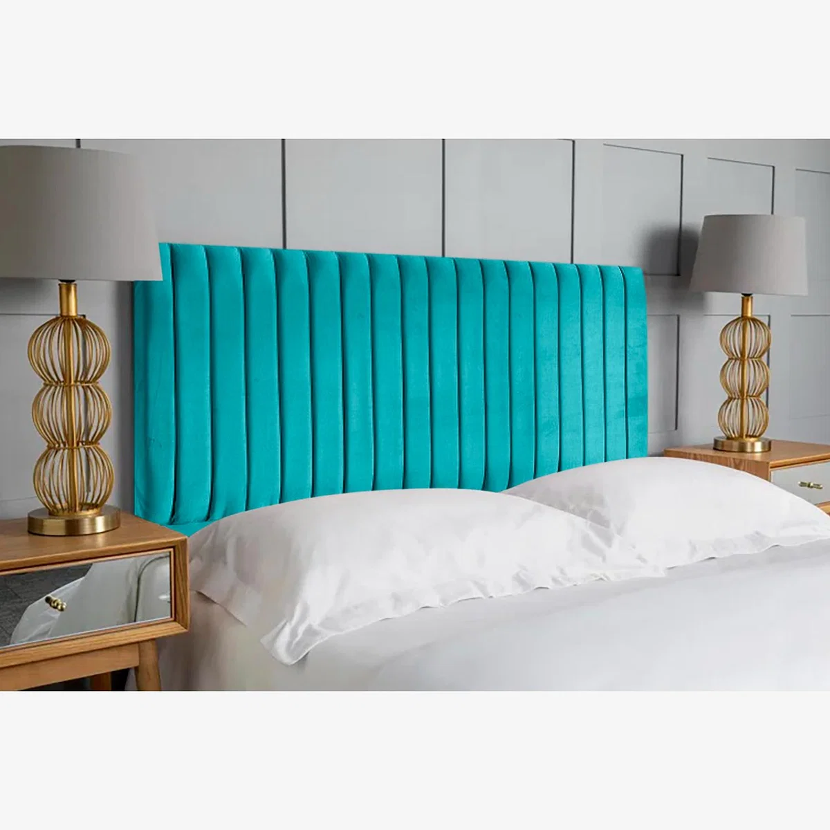 Oxford 54 inch Floorstanding Headboard Plush Velvet - Teal / Single