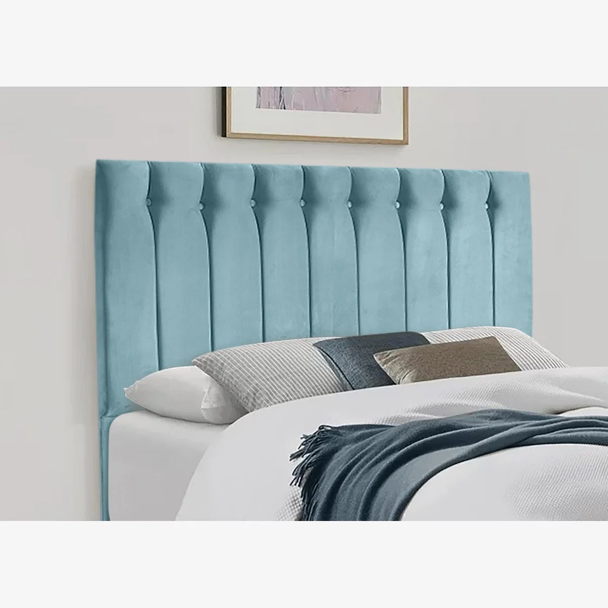 Genie 54 inch Floorstanding Headboard Plush Velvet - Duck Egg / Single