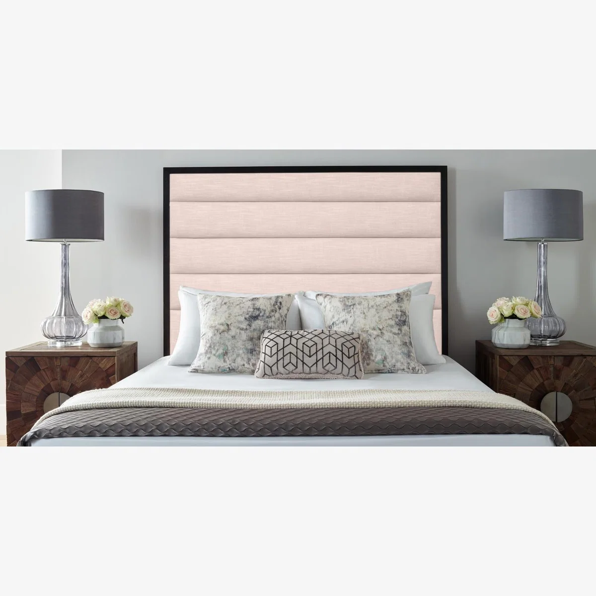 Leyton 54 inch Floorstanding Headboard Plush Velvet - Blush / Single