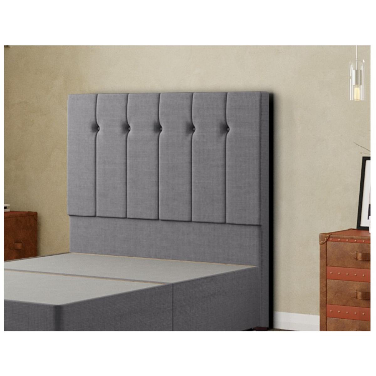 Highland Headboard Floor Standing  Matching Buttons Linen - Grey / Single – image 3