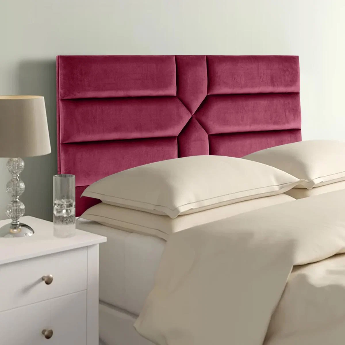 Newtown 54 inch Floorstanding Headboard Plush Velvet - Maroon / Single