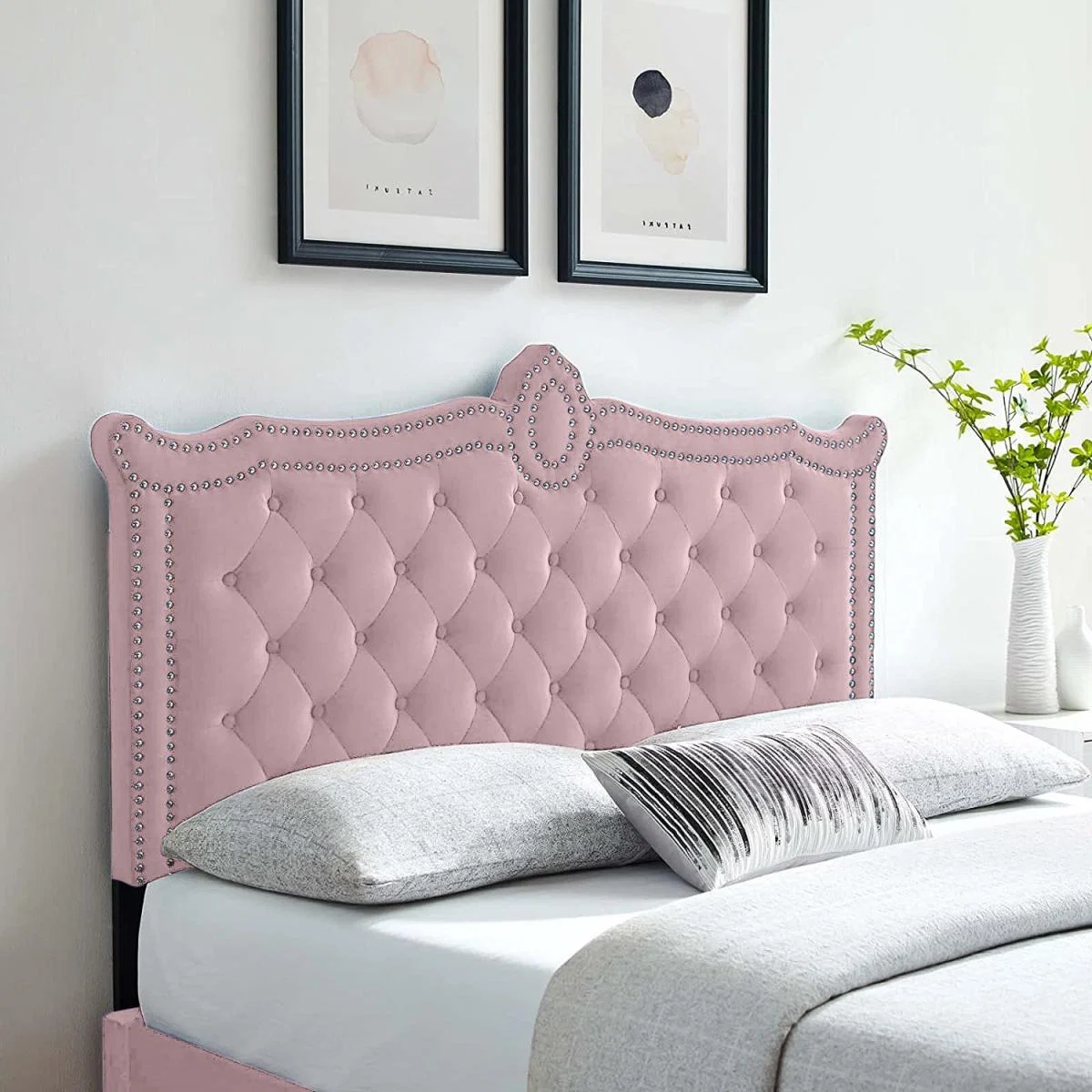 Lika Plush 26 inch Strutted Headboard - Pink / Small Single