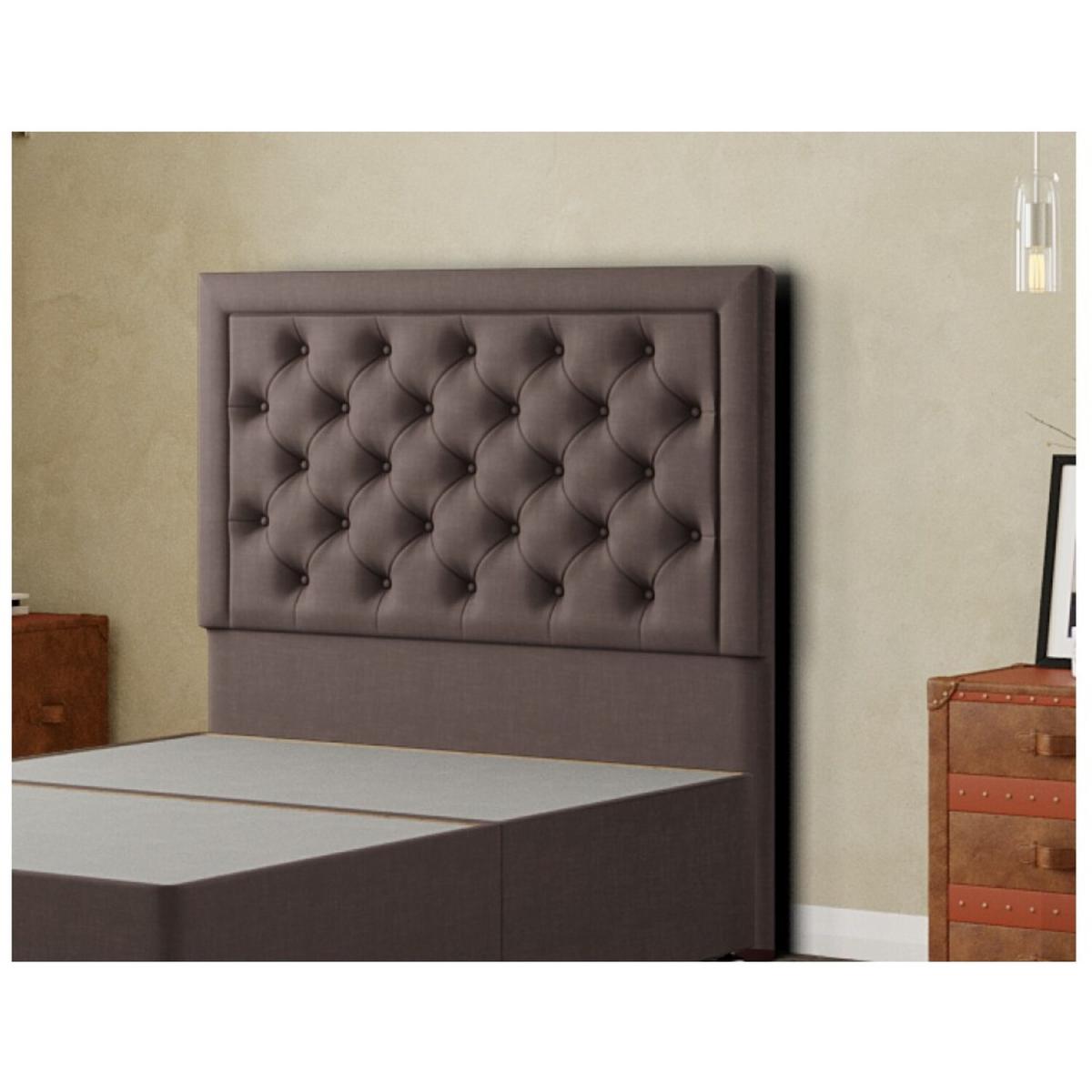 Castle Headboard Floor Standing  Matching Buttons Malham Weave - Slate / Single – image 3