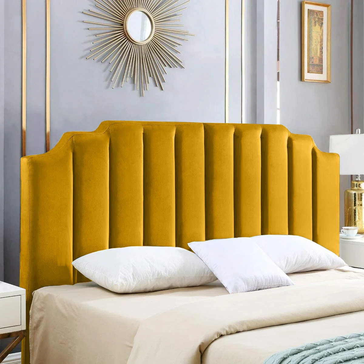 Rincon Plush 26 inch Strutted Headboard - Mustard / Small Single