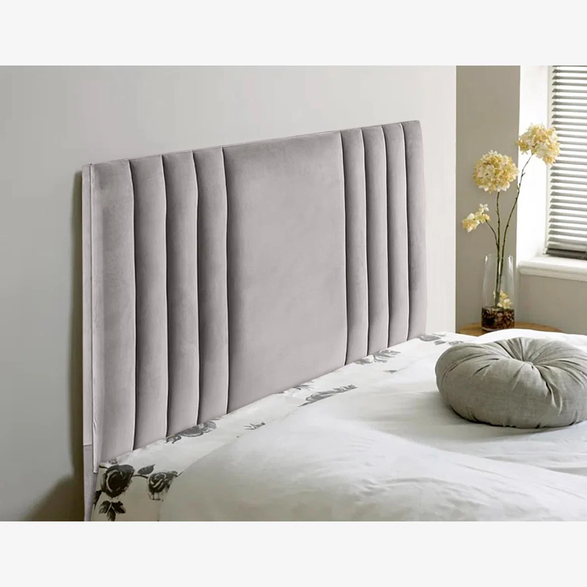 Lewis 54 inch Floorstanding Headboard Plush Velvet - Silver / Single