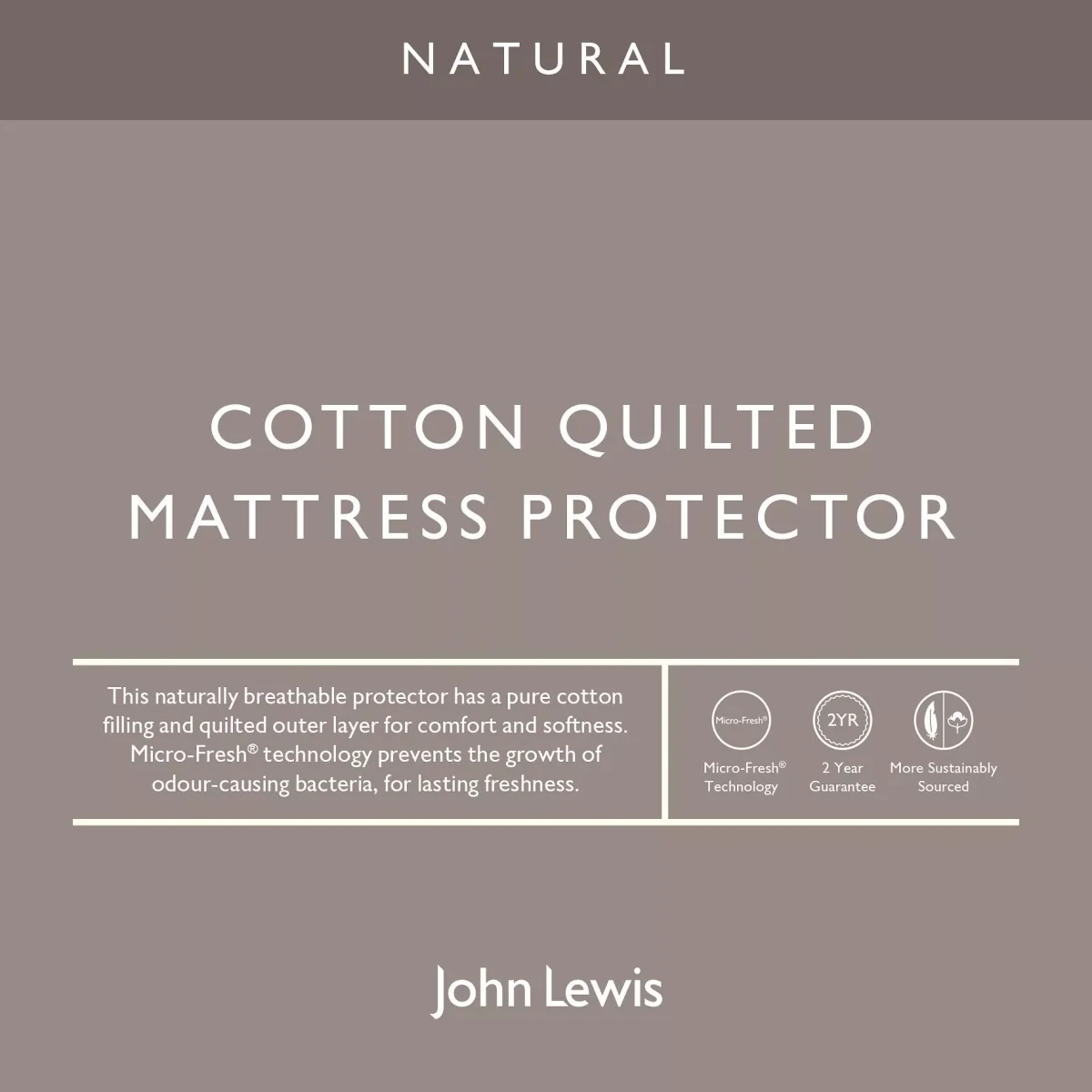 John Lewis & Partners Natural Cotton Quilted Mattress Protector – image 3