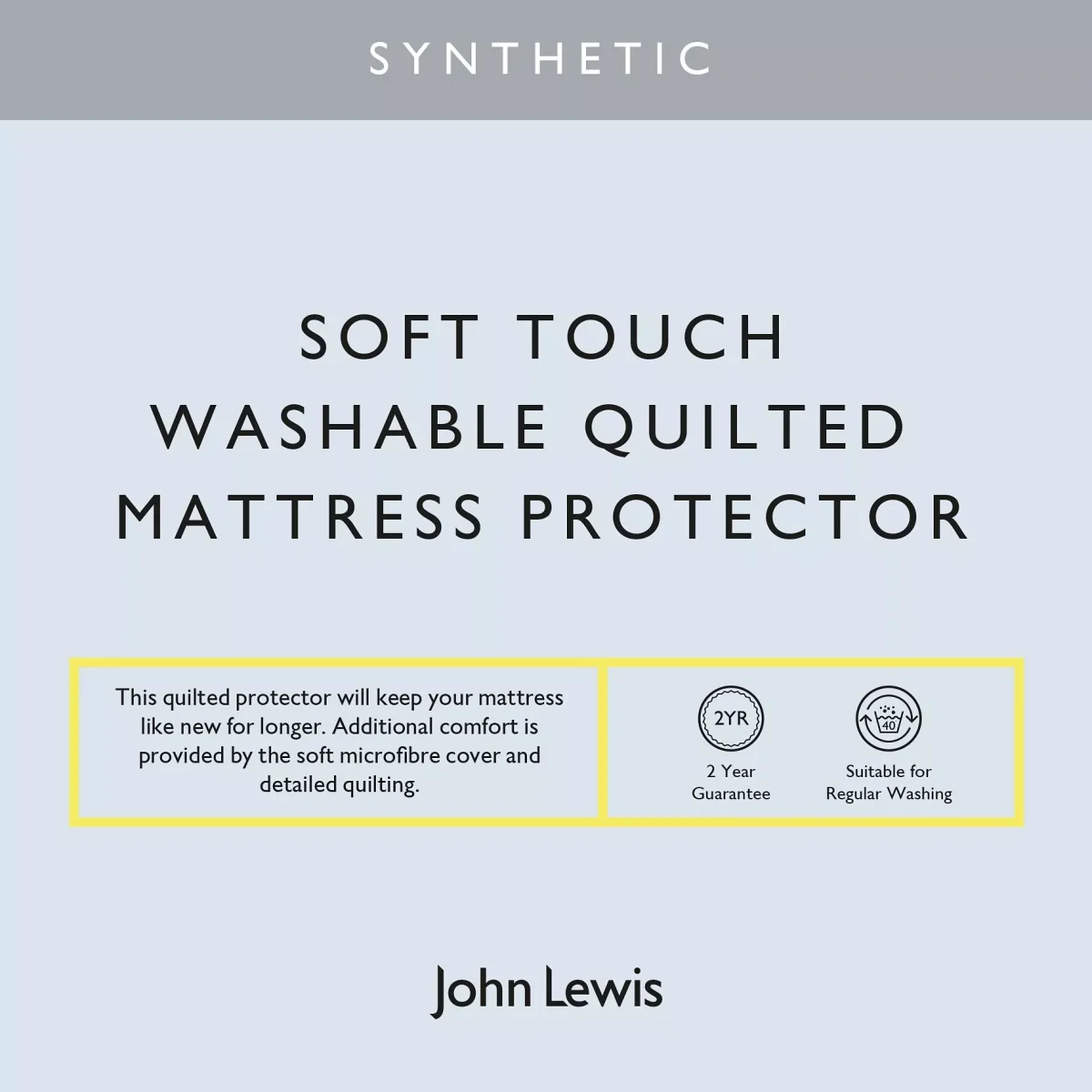 John Lewis & Partners Synthetic Soft Touch Washable Quilted Mattress Protector – image 3