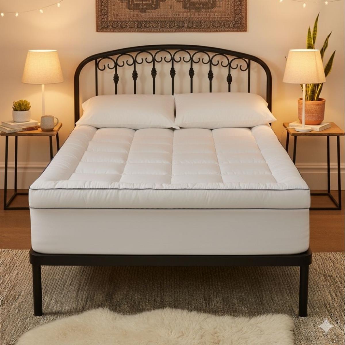 5cm Thick Mattress Topper Protector with Extra Deep Skirt - White