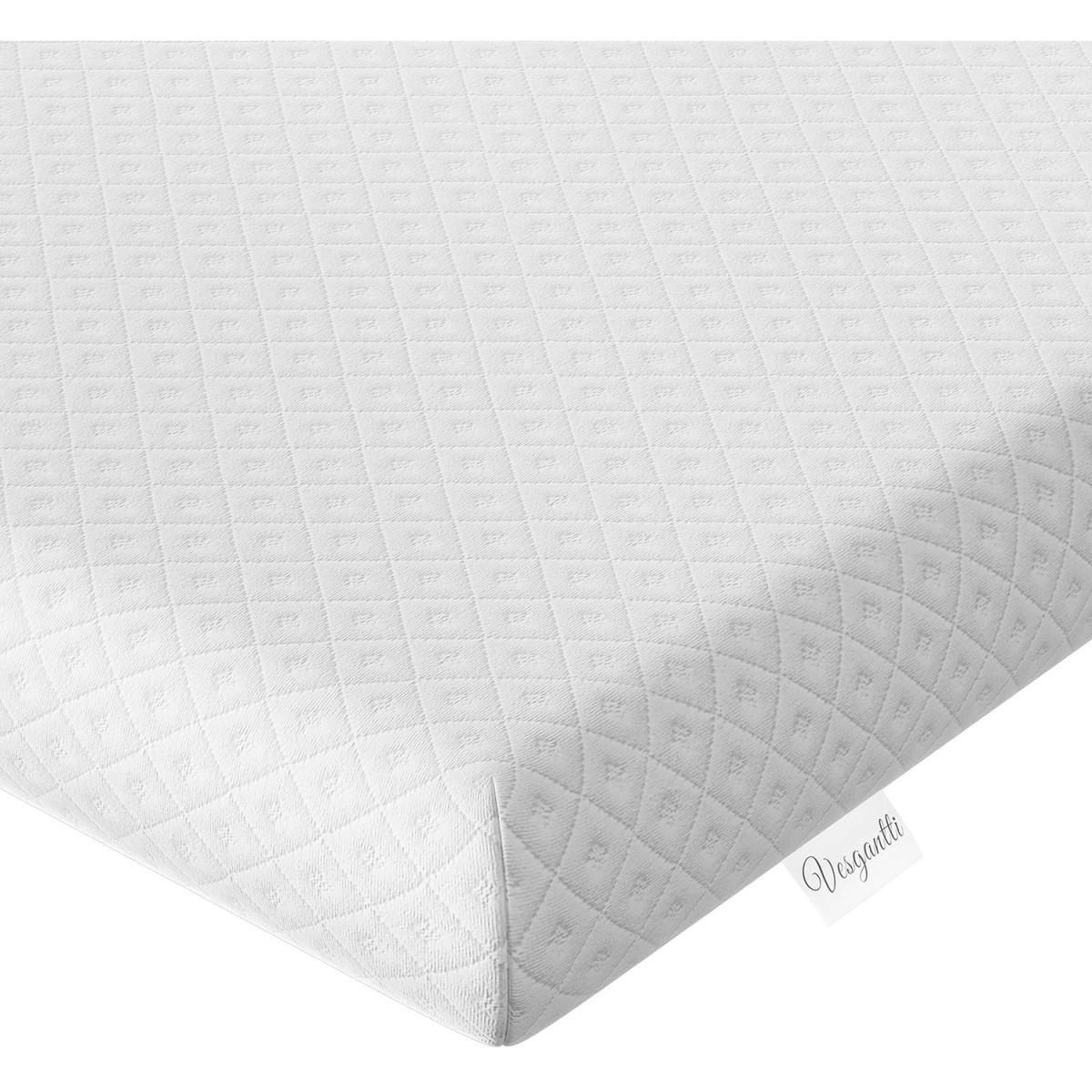 2 Inch Memory Foam Mattress Topper with Removable Cover - White / Single