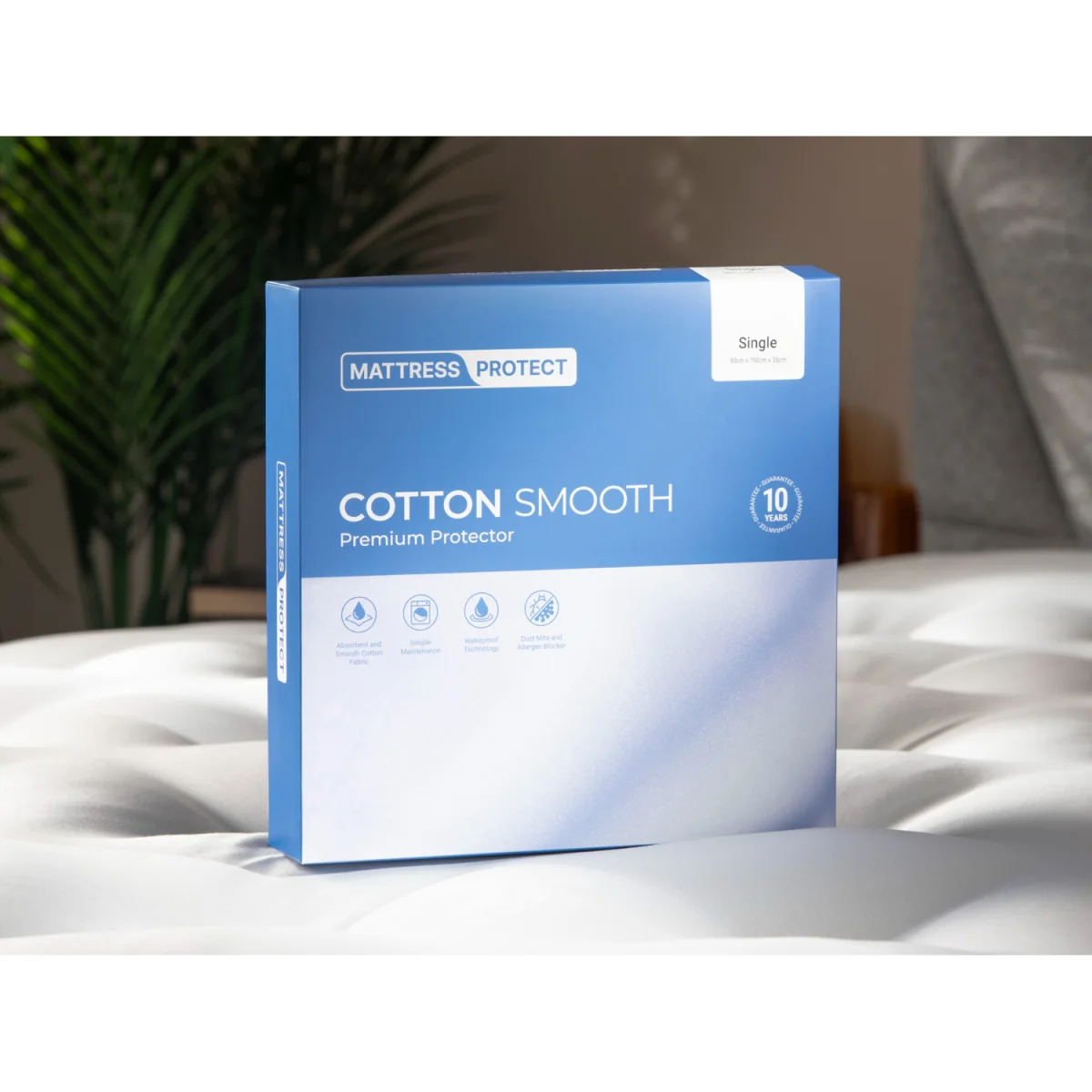 Mattress Protect Cotton Smooth Premium Mattress Protector - 4'6" Double - White – image 2