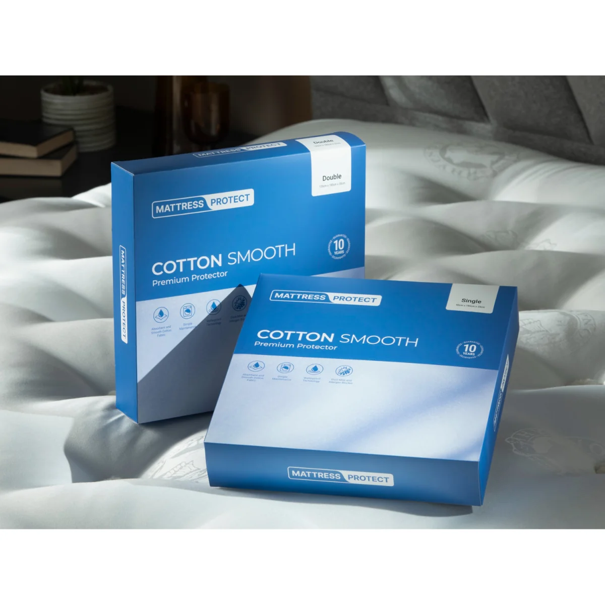 Mattress Protect Cotton Smooth Premium Mattress Protector - 4'6" Double - White – image 3